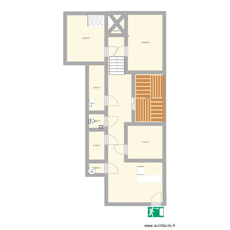 Salon. Plan de 9 pièces et 48 m2