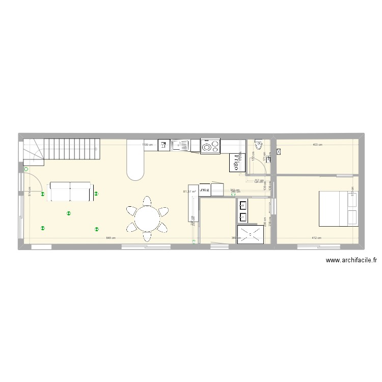 Villa 2 ECL Salon. Plan de 1 pièce et 81 m2