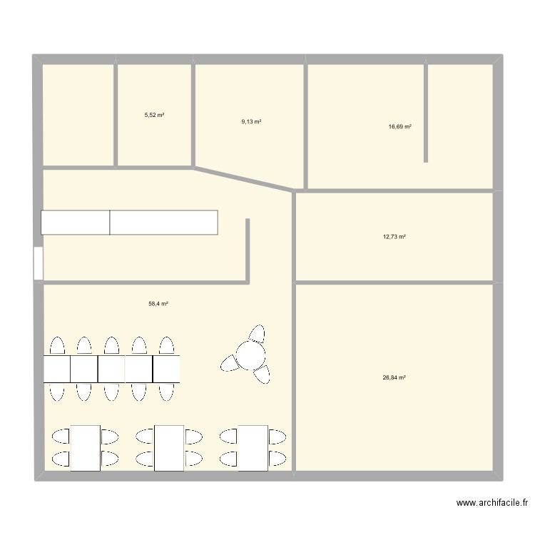 boulangerie pat. Plan de 6 pièces et 129 m2