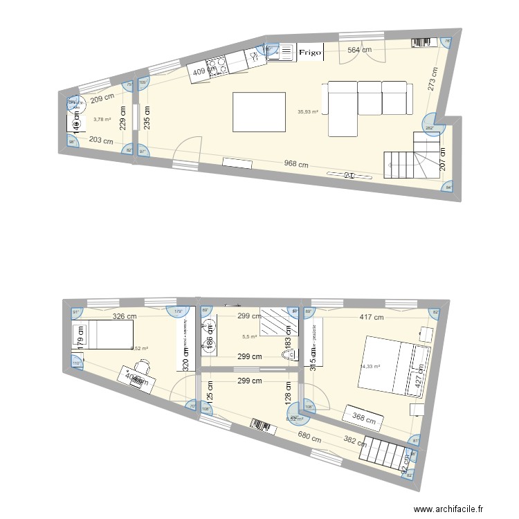 T3 Oletta. Plan de 6 pièces et 78 m2