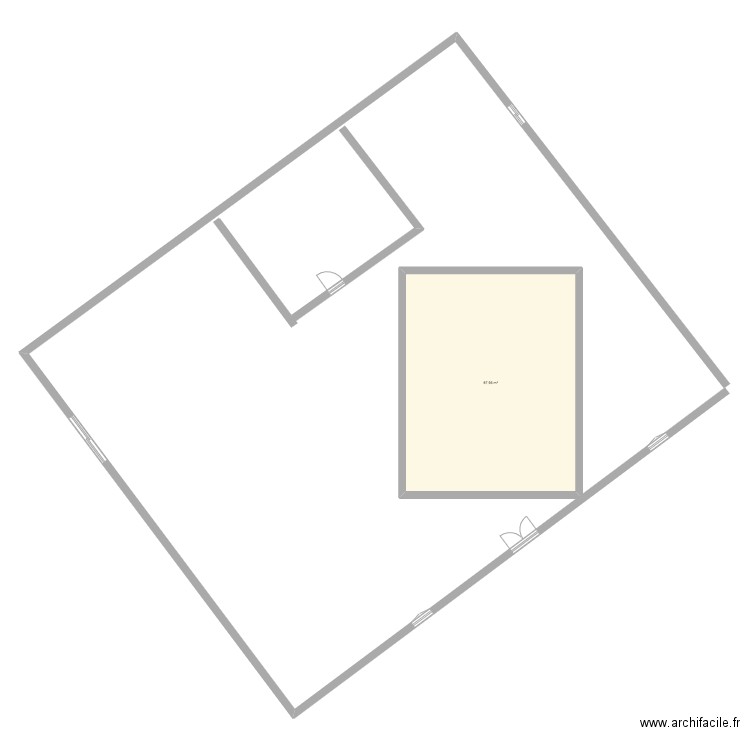 Grange. Plan de 1 pièce et 68 m2