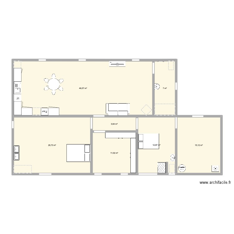 Maison. Plan de 7 pièces et 123 m2