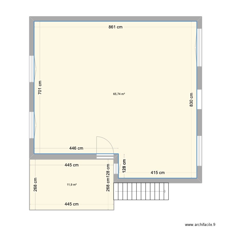 plan terrasse. Plan de 2 pièces et 78 m2