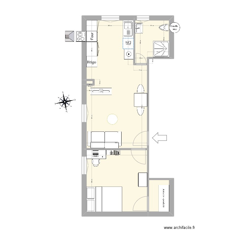 T2 chemin pascal. Plan de 5 pièces et 40 m2