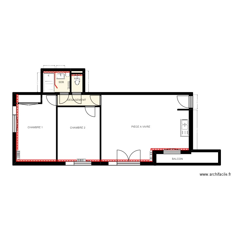 SORBIER APPARTEMENT PROJET 4. Plan de 5 pièces et 7 m2