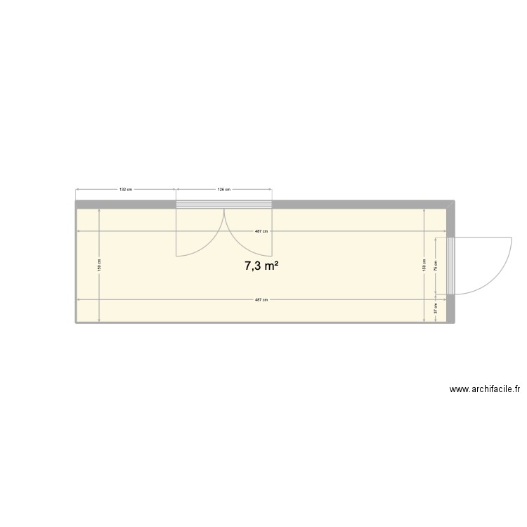 petit balcon. Plan de 1 pièce et 7 m2