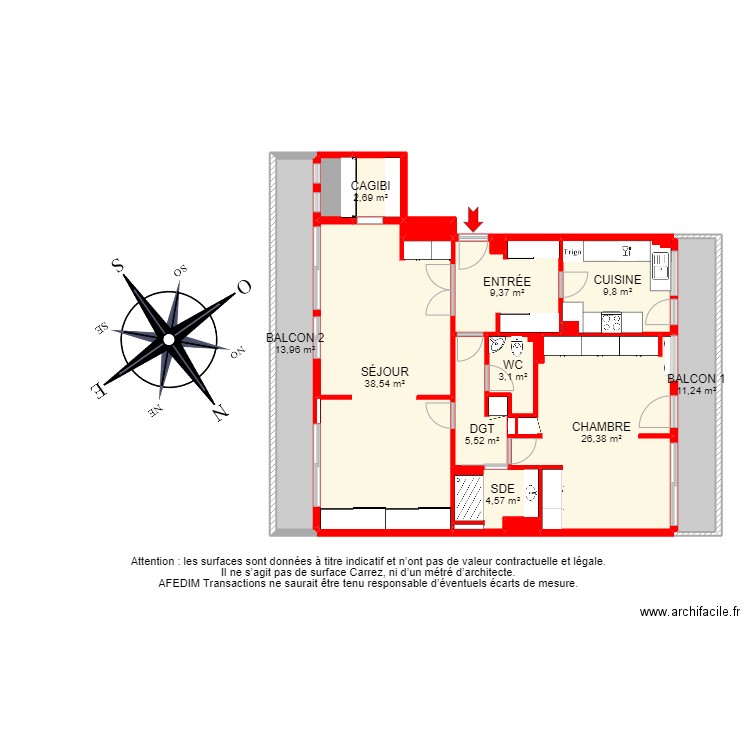 BI21704 -. Plan de 18 pièces et 134 m2