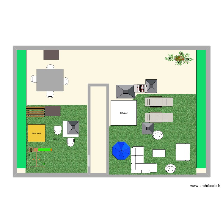 Terrasse v2. Plan de 2 pièces et 106 m2