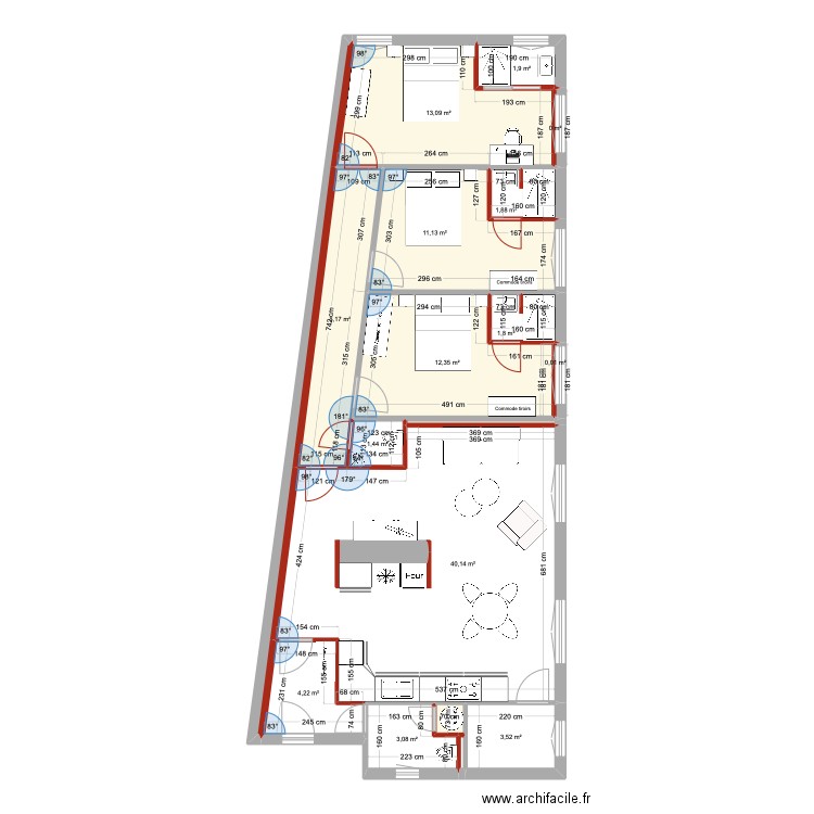 Jean Poisson V2. Plan de 17 pièces et 104 m2