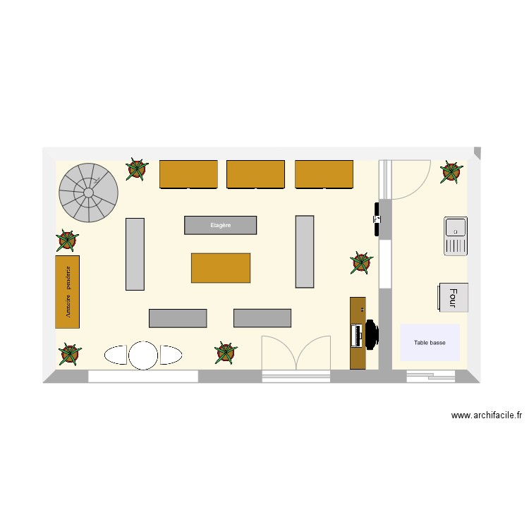 Magasin Vincent, Baptiste et Léa. Plan de 1 pièce et 36 m2