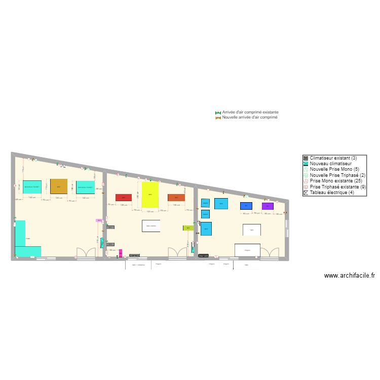 Nouvelles arrivées air-lum-elec. Plan de 3 pièces et 119 m2