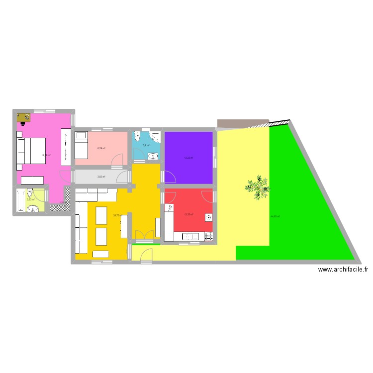 Djerba2. Plan de 10 pièces et 140 m2