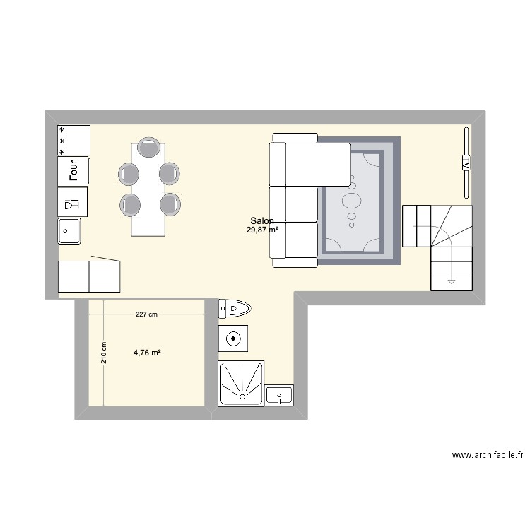 Projet 1. Plan de 2 pièces et 35 m2