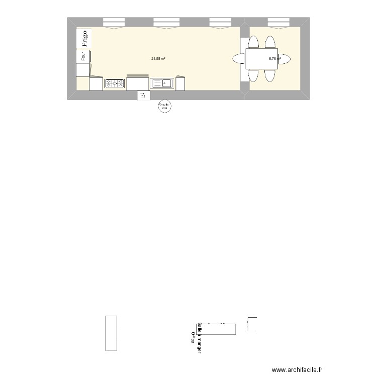 Aménagement nouvelle cuisine piscine - 23 mars 25. Plan de 2 pièces et 28 m2