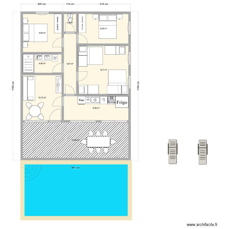 Plan DSD. Plan de 9 pièces et 87 m2