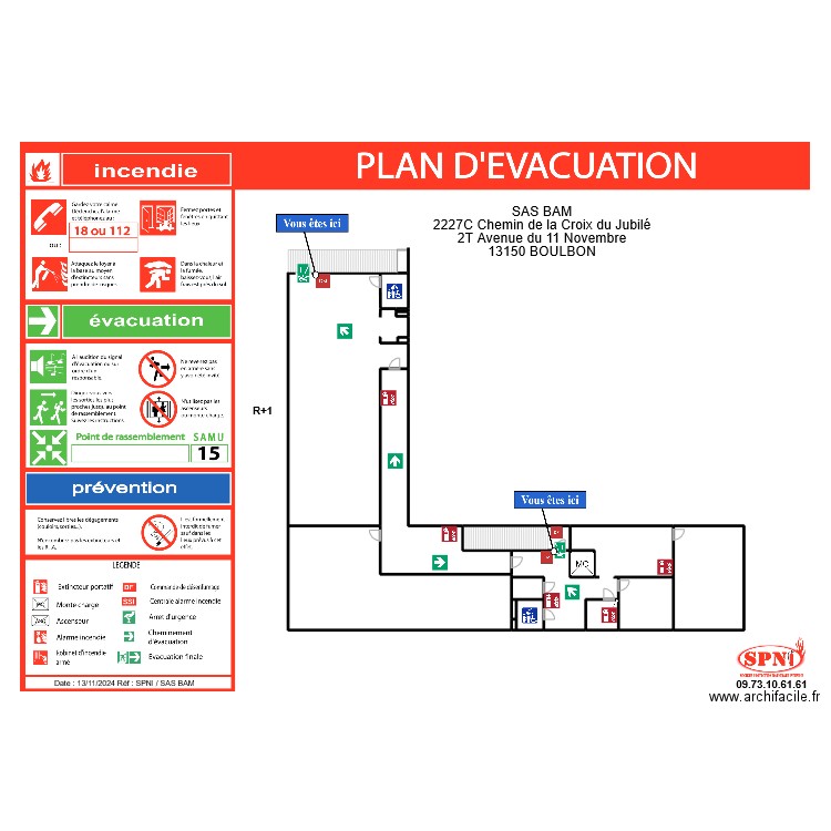 SAS BAM ÉTAGE ÉVACUATION. Plan de 15 pièces et 368 m2