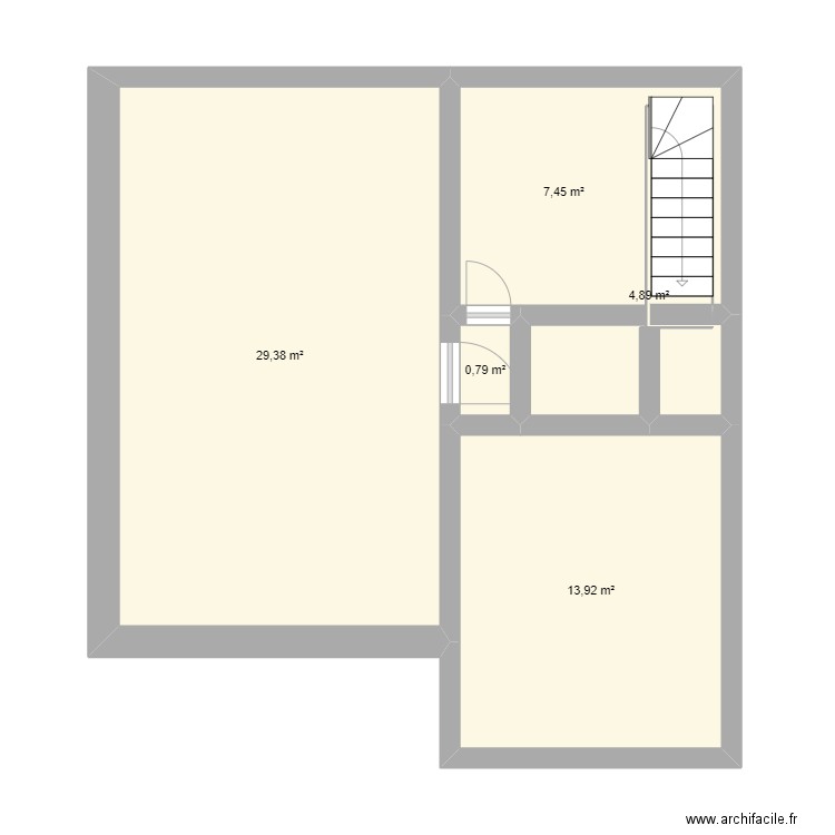 1er etage bis. Plan de 5 pièces et 56 m2