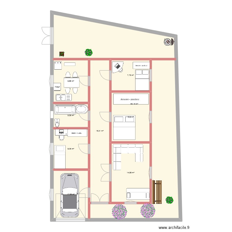 amina. Plan de 9 pièces et 147 m2