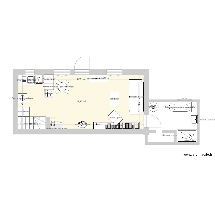 maison. Plan de 1 pièce et 29 m2