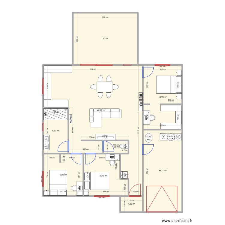 choix 3. Plan de 9 pièces et 132 m2