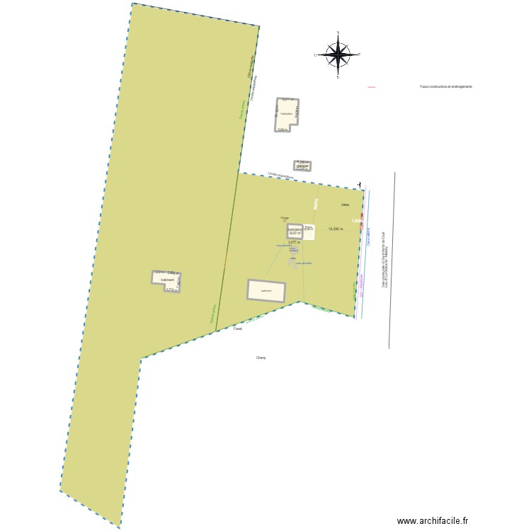 Plan de masse avant travaux. Plan de 6 pièces et 344 m2