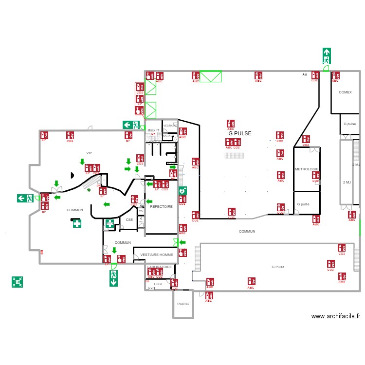 VOLTA RDC . Plan de 30 pièces et 2258 m2