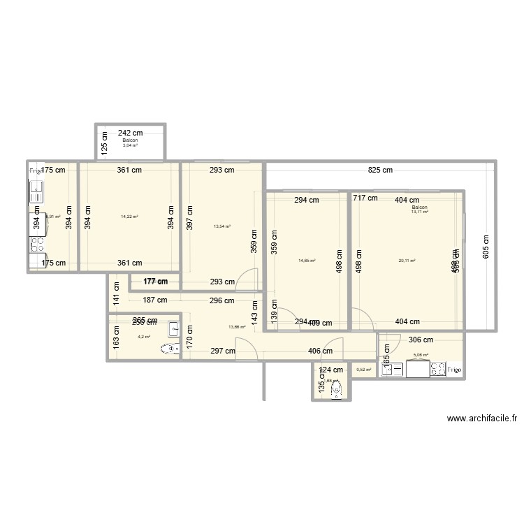 bagnole 1. Plan de 13 pièces et 112 m2