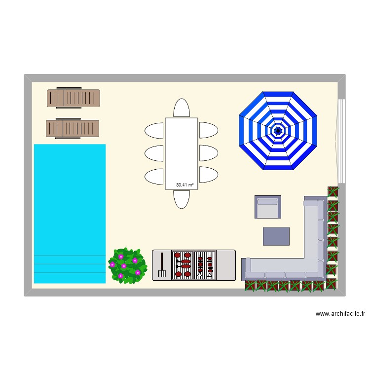 terrasse appartement gien 25102024. Plan de 1 pièce et 80 m2