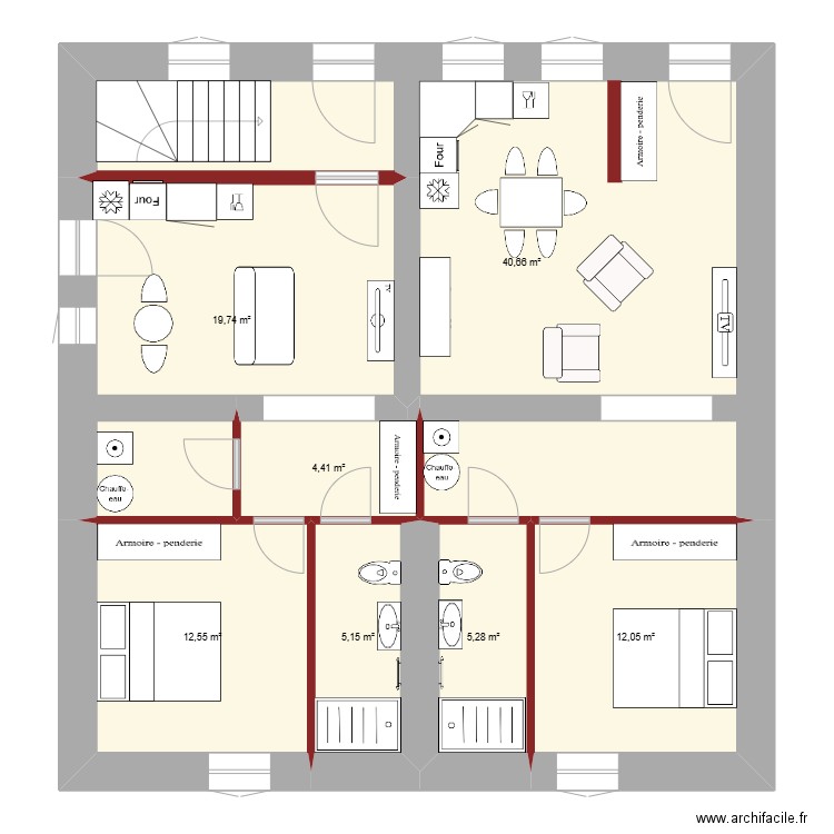 Apt RDC Hugues v3. Plan de 10 pièces et 99 m2