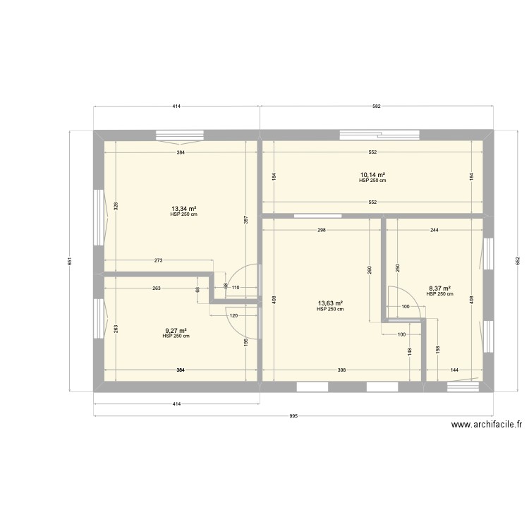 REZ SUPERIEUR 2.1. Plan de 6 pièces et 57 m2