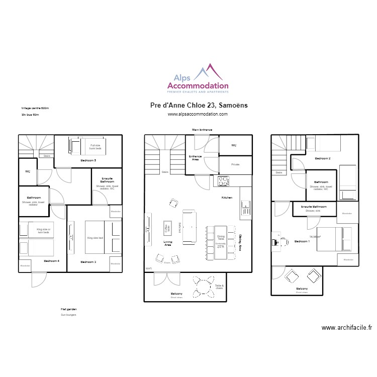 Pre d'Anne Chloe 23. Plan de 16 pièces et 127 m2