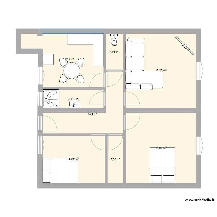 Lacretelle - Lot 2. Plan de 9 pièces et 66 m2