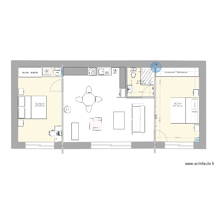 Cros Noyer (small 2). Plan de 3 pièces et 35 m2