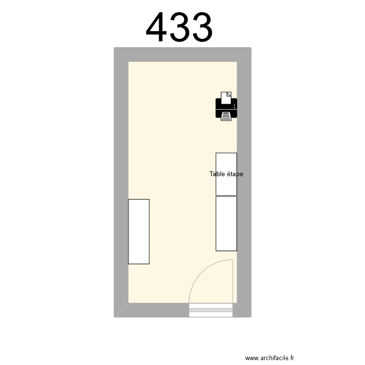 Salle 433  Courrier / REPRO. Plan de 1 pièce et 9 m2