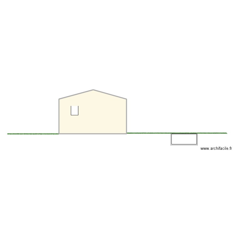 façade coupe. Plan de 1 pièce et 49 m2