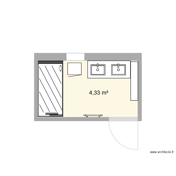 Salle de bains Champigny. Plan de 1 pièce et 4 m2