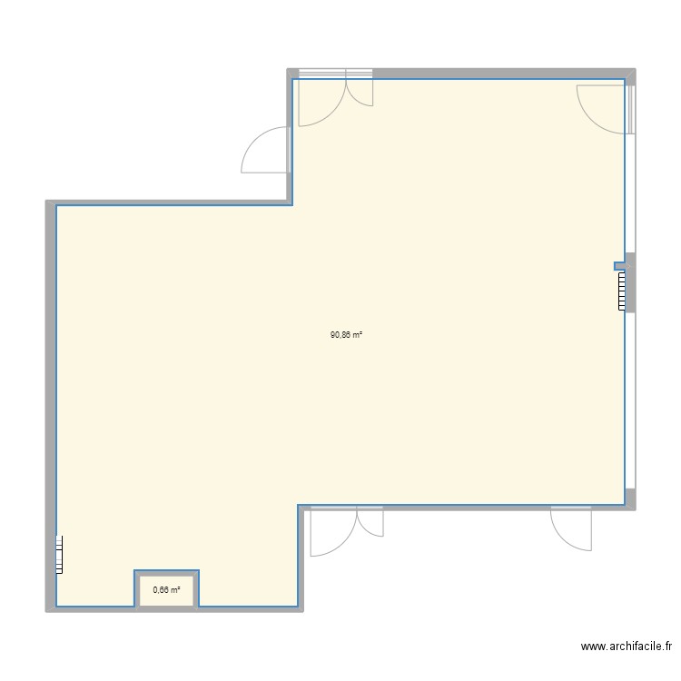 Laboratoire. Plan de 2 pièces et 92 m2