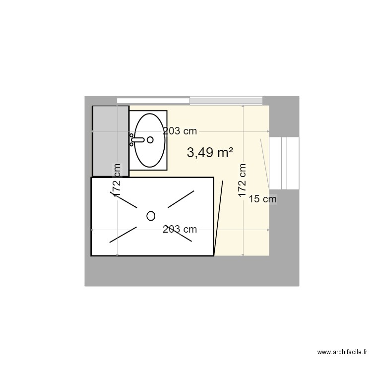 salle d'eai bis. Plan de 1 pièce et 3 m2