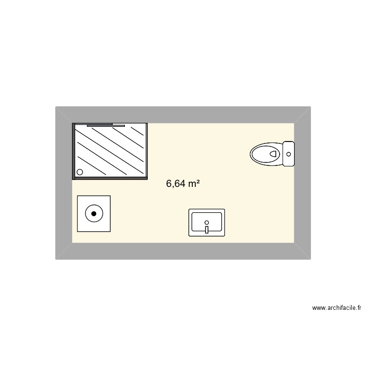 SDB. Plan de 1 pièce et 7 m2