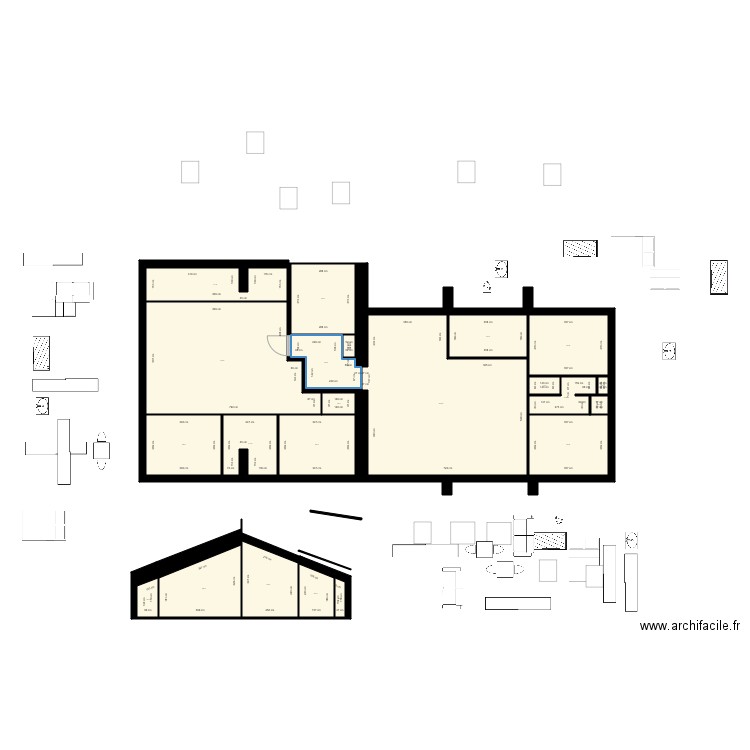 gambetta tr. Plan de 22 pièces et 185 m2