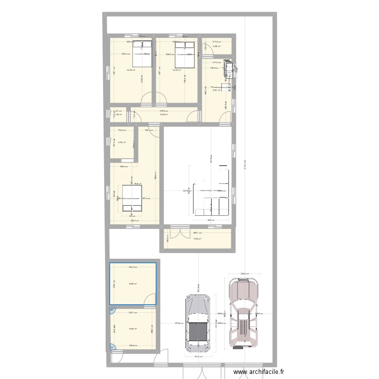 VILLA F5. Plan de 11 pièces et 98 m2