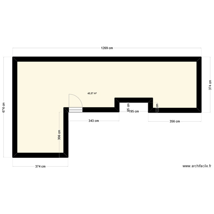 Plan . Plan de 1 pièce et 46 m2