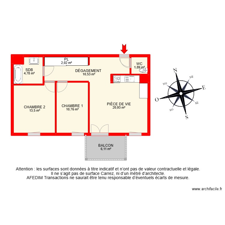 BI 26377-. Plan de 11 pièces et 91 m2