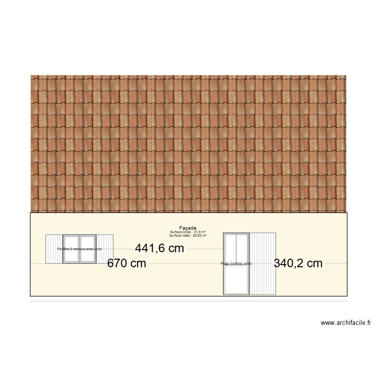 facade ouest . Plan de 0 pièce et 0 m2