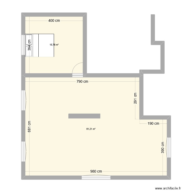 MAISON duplex ETAGE. Plan de 2 pièces et 77 m2