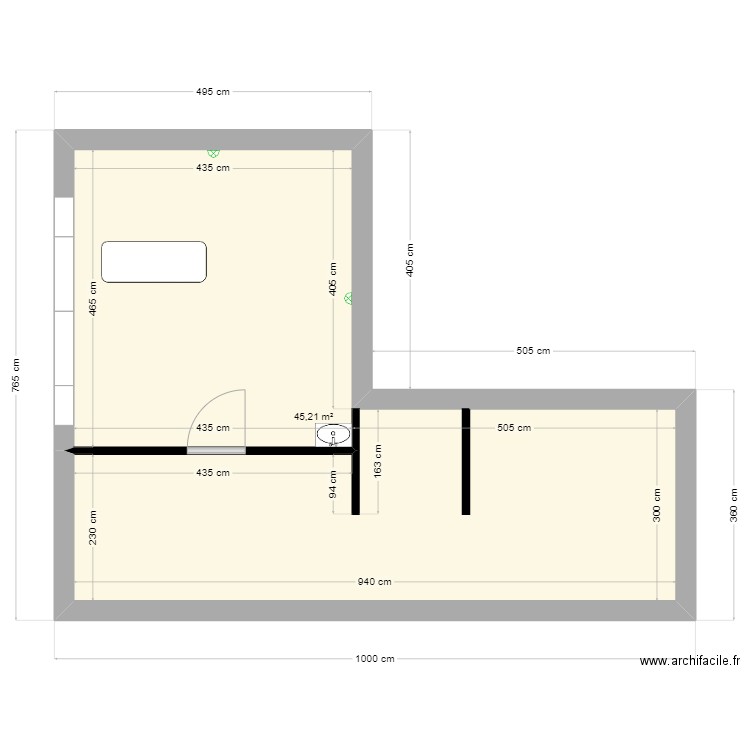 Cabinet Fanny 1. Plan de 1 pièce et 45 m2