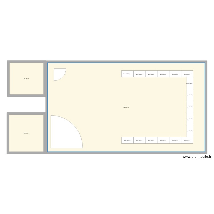 60ANS. Plan de 3 pièces et 257 m2