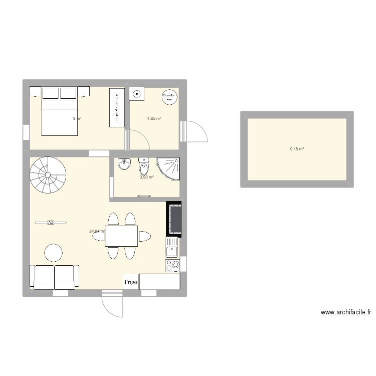 ST ANDRE. Plan de 5 pièces et 52 m2