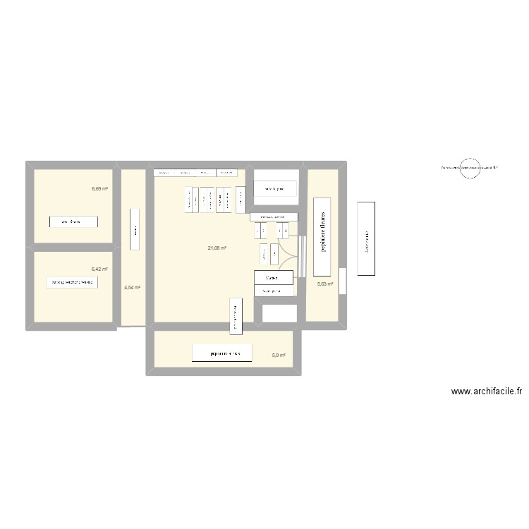 plan de magasin diapo. Plan de 6 pièces et 50 m2