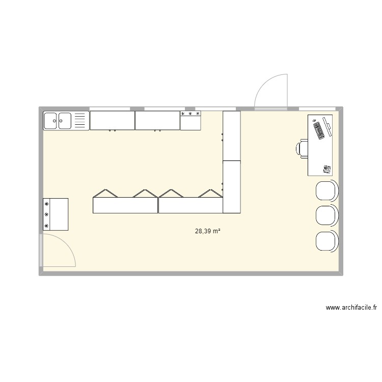 club house  LOSBB. Plan de 1 pièce et 28 m2